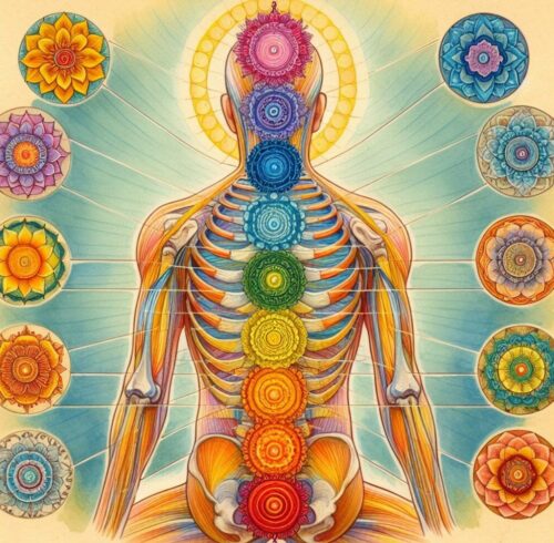 a man sits in meditation viewed from the rear.