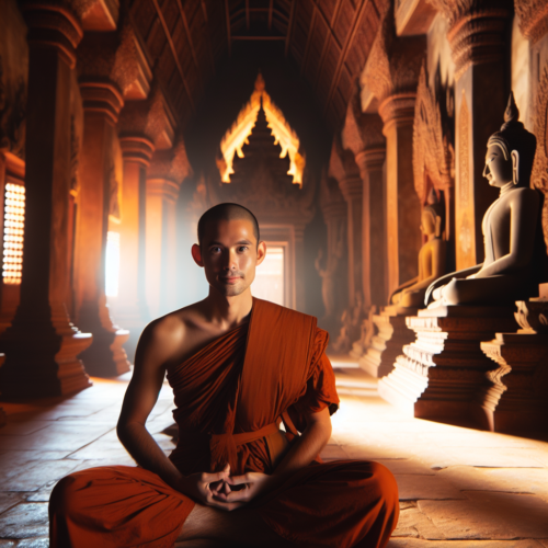 a buddhist monk has let go of all negativity