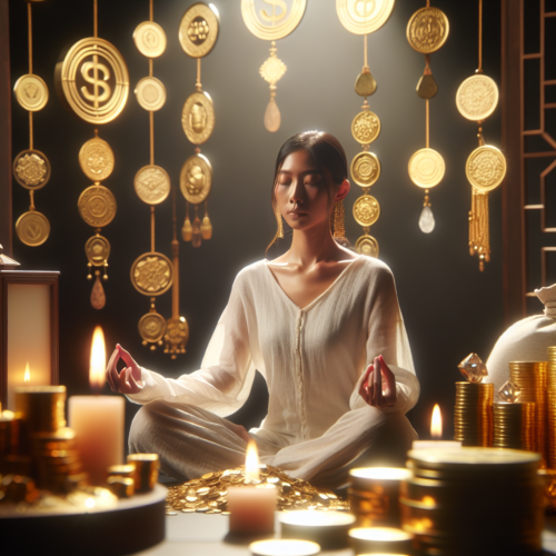 a woman sits in meditation to attract wealth