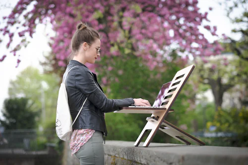 a computer desk stand